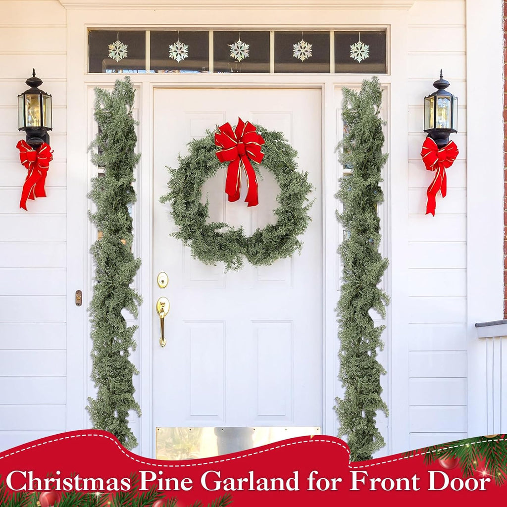 12 Pcs 5.6ft Artificial Christmas Pine Garlands Faux Berry Shaped Pine Garlands Realistic Leaves Hanging Greenery Plant for Christmas Table Fireplace Wall Mantle Indoor Xmas Decor