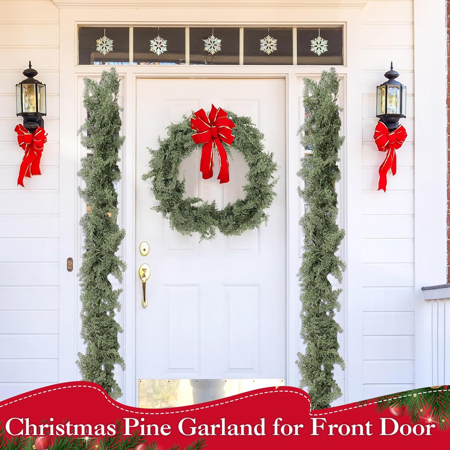 12 Pcs 5.6ft Artificial Christmas Pine Garlands Faux Berry Shaped Pine Garlands Realistic Leaves Hanging Greenery Plant for Christmas Table Fireplace Wall Mantle Indoor Xmas Decor