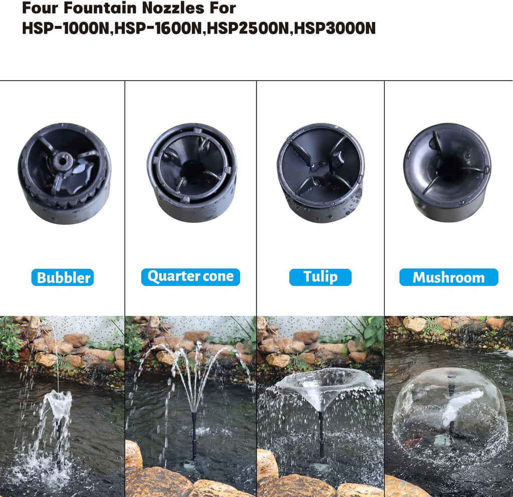 WaterRebirth Modern Turtle Shell Submersible Pond Aquarium Pump - 792GPH, 4 Fountain Heads, 20Ft Cord