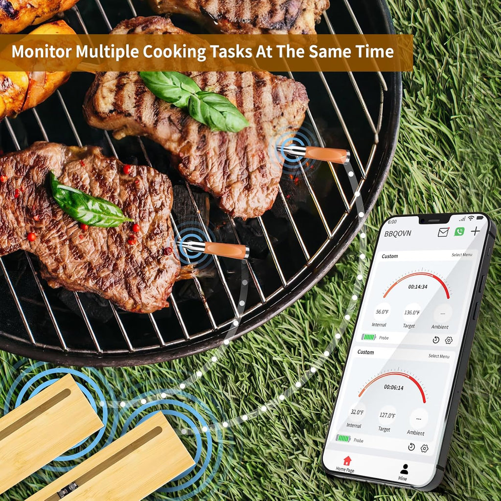 Bluetooth Wireless Meat Thermometer 3.9mm Ultra-Thin Probe NIST Accuracy Certification 800FT Range Monitor Temperature for BBQ,Grill,Kitchen,Sous Vide,Oven,Smoker