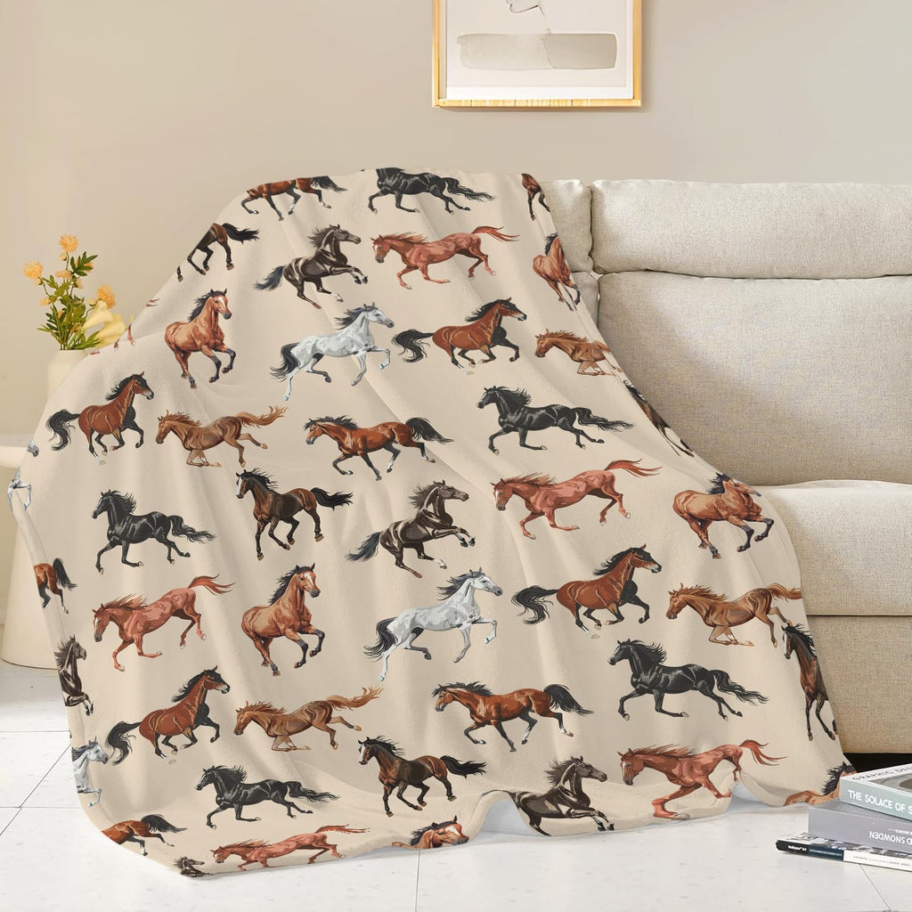 Horse Blanket Horse Throw Blanket Gifts for Girls Boys Kids Adults Women Men Super Soft Cozy Plush Fluffy Fuzzy Fleece Blanket Home Decor 50''X60''