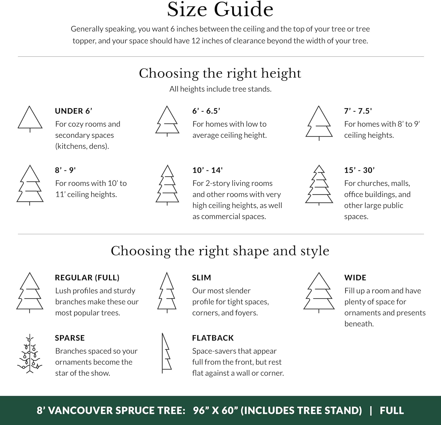 Balsam Hill Vancouver Spruce - Traditional Full Artificial Christmas Tree with Classic Needle Foliage with Premium Stand & Easy Assembly for Indoor Holiday Decorating, LED Clear, 8'