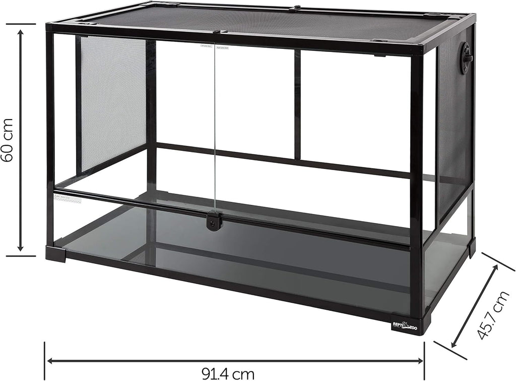 REPTI ZOO 67 Gallon Large Reptile Glass Terrarium Tank Double Hinge Door with Screen Ventilation Reptile Terrarium Cage 36" x 18" x 24"(Knock-Down)