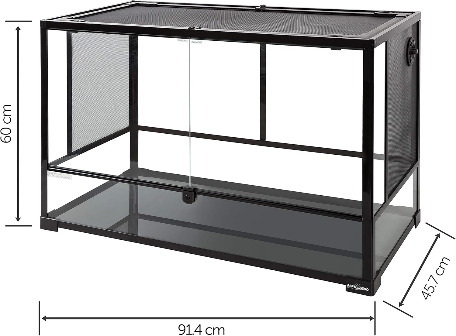 REPTI ZOO 67 Gallon Large Reptile Glass Terrarium Tank Double Hinge Door with Screen Ventilation Reptile Terrarium Cage 36" x 18" x 24"(Knock-Down)