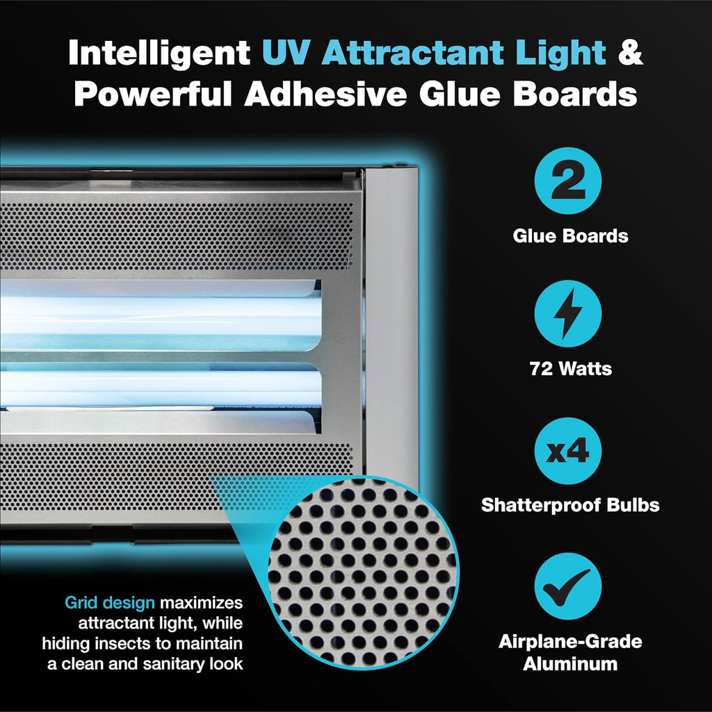 Catchmaster Vector Plasma Screened Light Trap, UV Light Fly Traps, Gnat Traps for House Indoor, Shatterproof Bulbs, UV Lamp Insect Killer, Bug Light for Commercial Kitchen, Warehouse & Restaurants