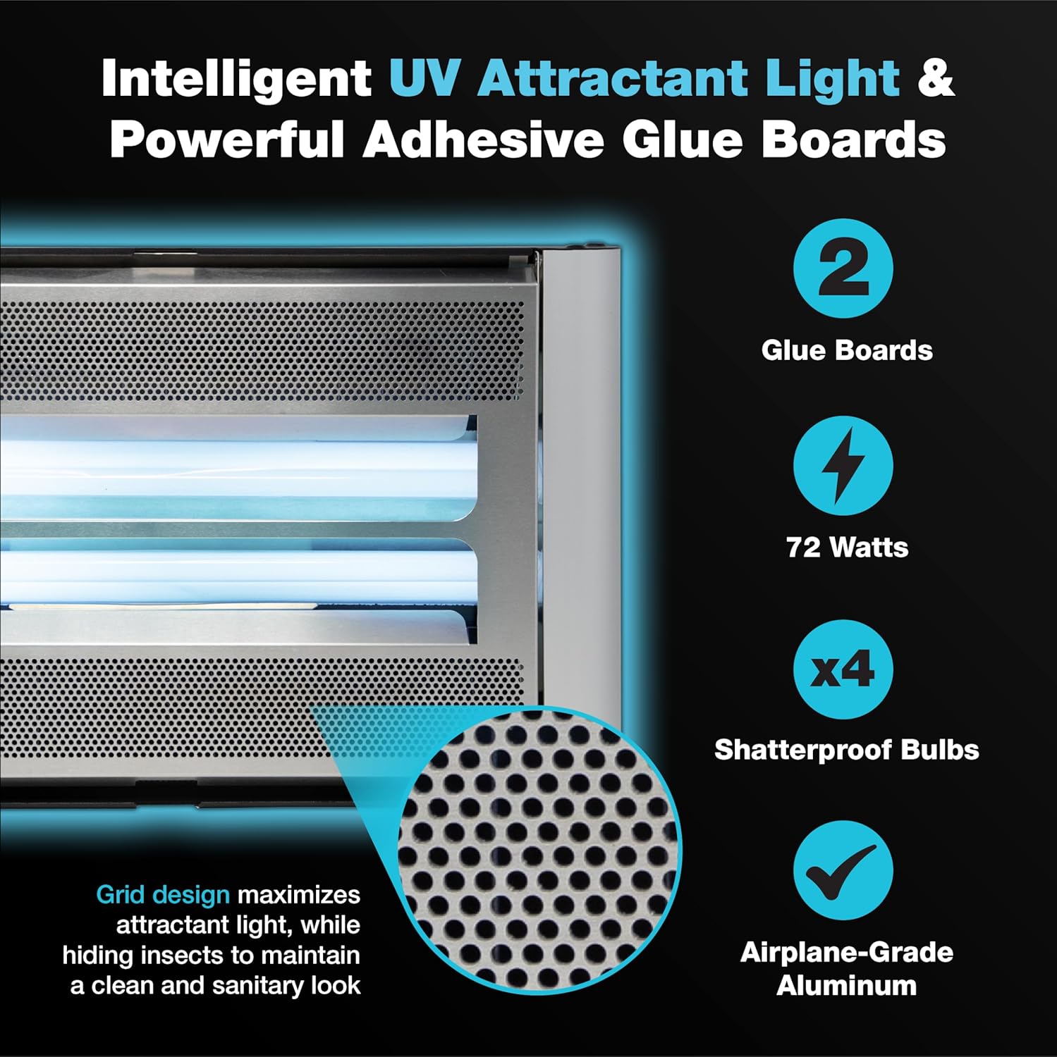 Catchmaster Vector Plasma Screened Light Trap, UV Light Fly Traps, Gnat Traps for House Indoor, Shatterproof Bulbs, UV Lamp Insect Killer, Bug Light for Commercial Kitchen, Warehouse & Restaurants