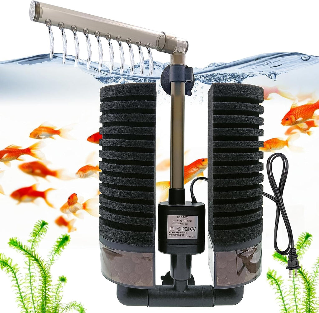 Aquarium Electric Sponge Filter with Pump for Shrimps Bettas Axolotls Breeding Fry Fish Tanks(M)