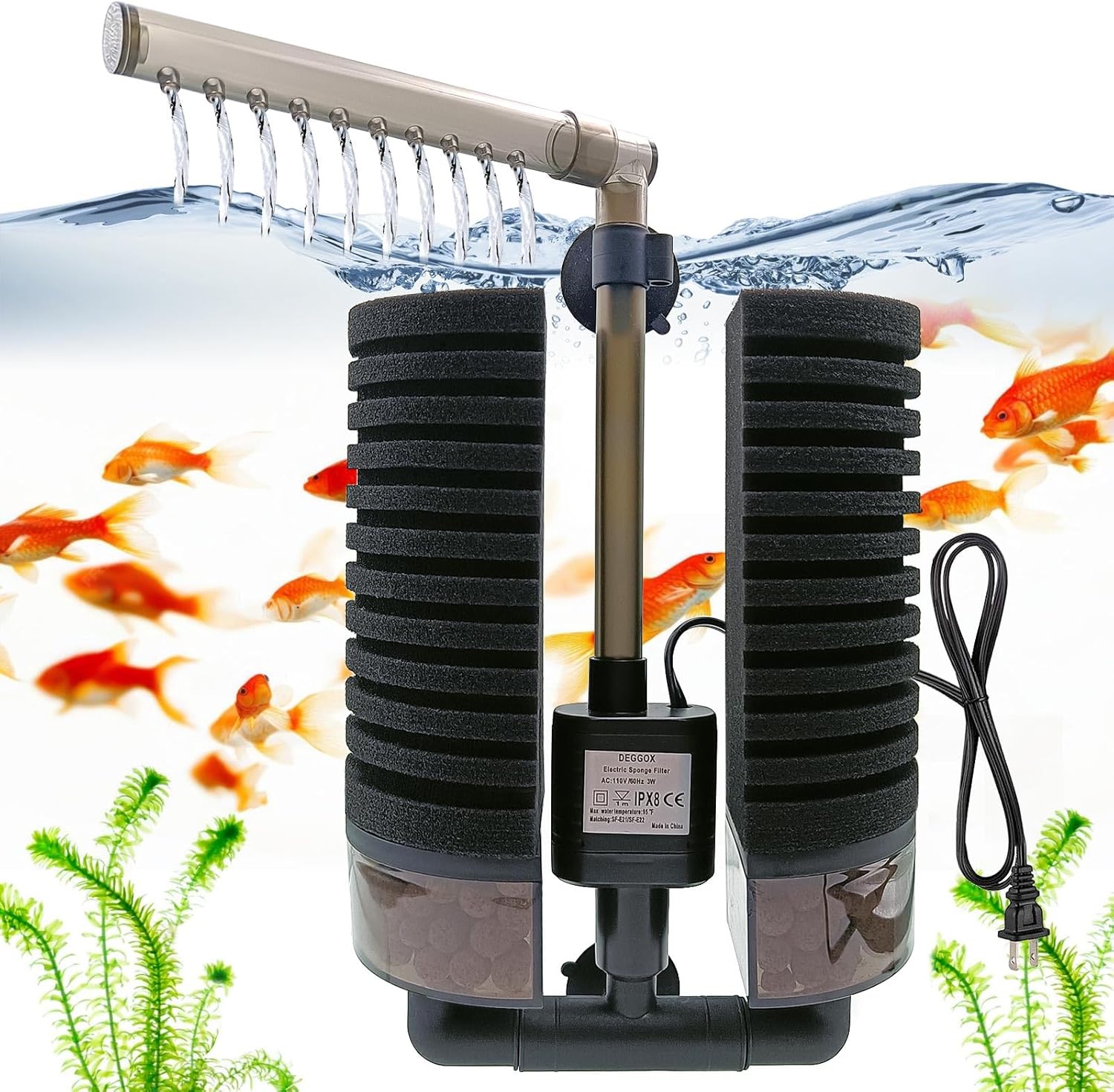 Aquarium Electric Sponge Filter with Pump for Shrimps Bettas Axolotls Breeding Fry Fish Tanks(M)