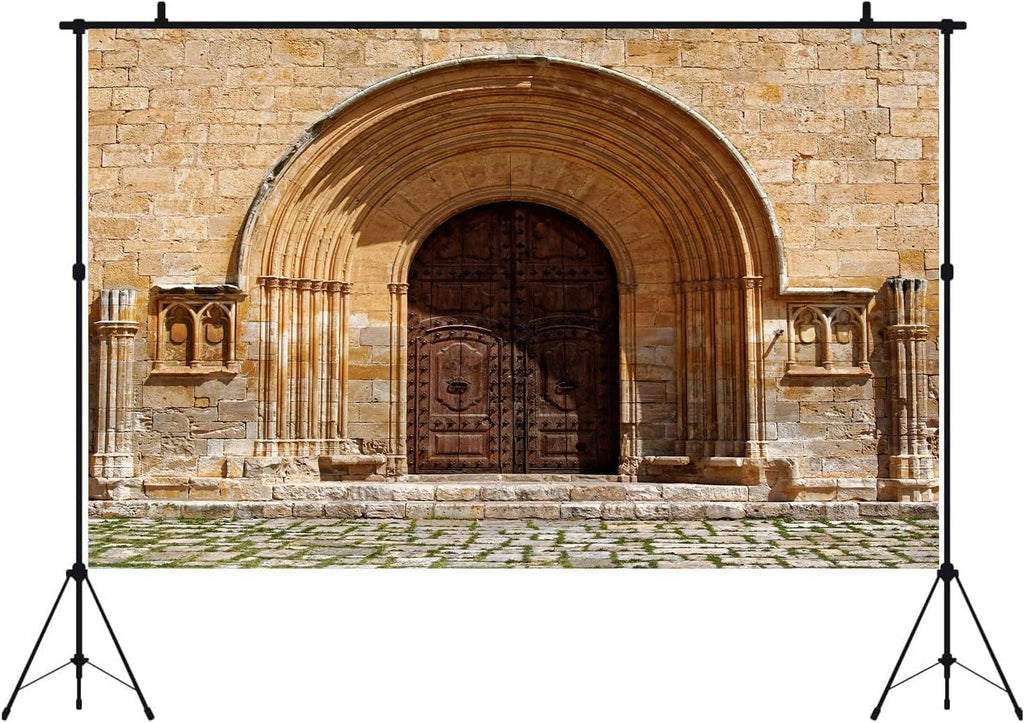 HANGYING Medieval Morocco Architecture Photography Backdrop,7x5ft Ancient City Gate Photo Background,Vintage Brick Wall Arched Door Holiday Travel Party Decor Portrait Photography Studio Props DX07WH