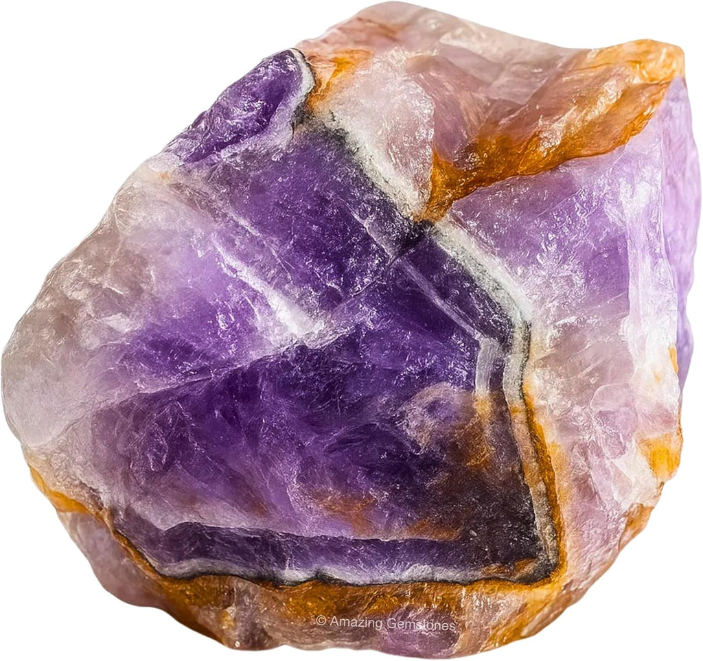 Amazing Gemstone Amethyst Chevron Raw Crystals and Healing Stones, Natural Rocks for Tumbling - DIY Raw Stones and Crystals, 2 Pieces