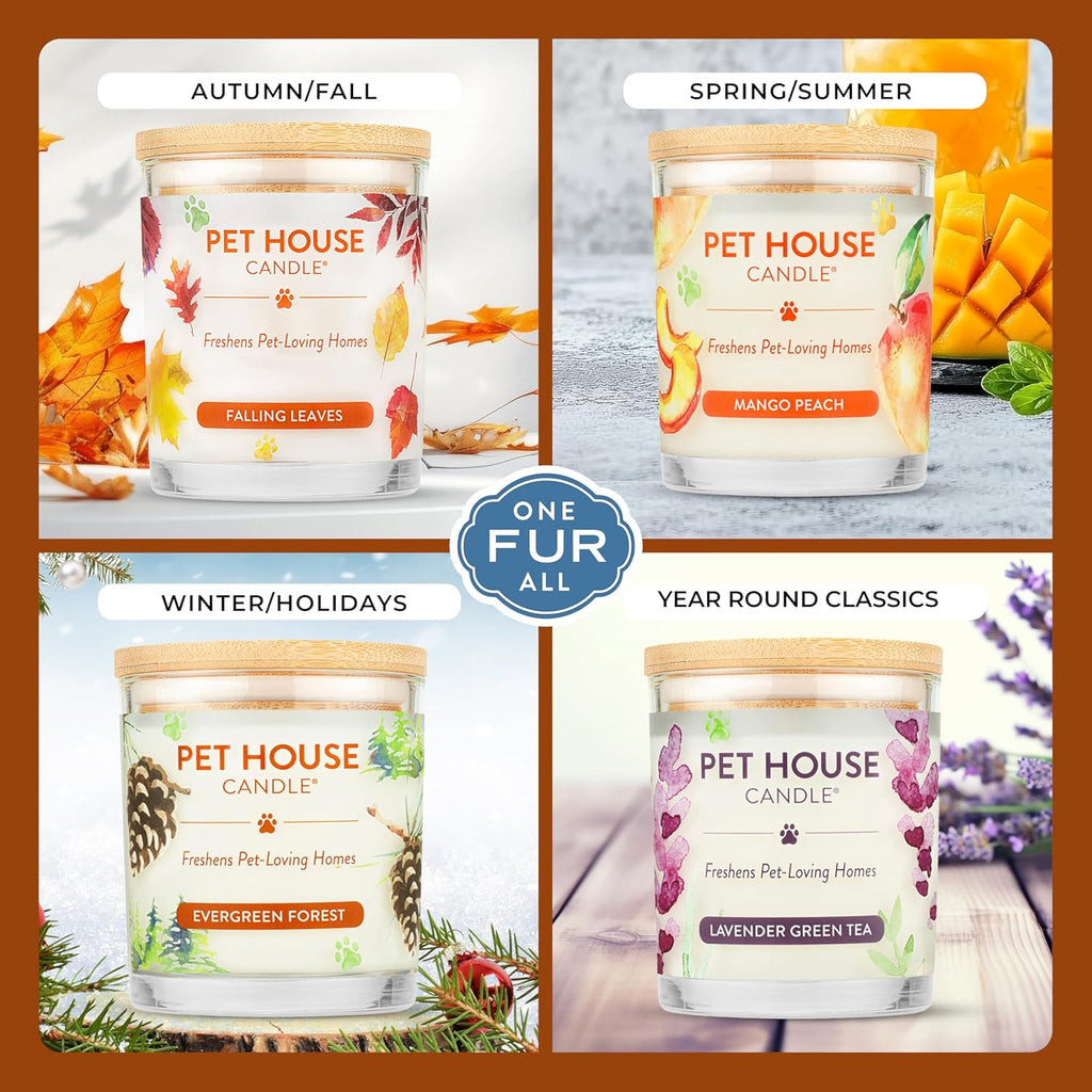 One Fur All Pet House Fall Candles, Long Lasting, Clean Burning, Soy Wax Scented Candles for Pet Odor, Pumpkin Spice