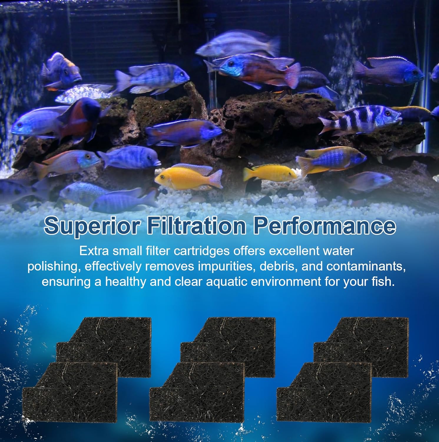 Extra Small Aquarium EcoRenew Filter Cartridges Replacement for Aqueon QuietFlow Internal Power Filter with SmartClean Technology 1-5 Gallon Aquarium, Fish Tank Filter Cartridge Fits -6Pack