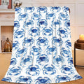 Crab Throw Blanket Nautical Ocean Beach Coastal Print Throw Blankets Gifts for Couch Sofa Bed Stuff Decor Lightweight Soft Cozy Fleece Plush Warm Flannel Bedding for Lover Men Women 60"x80"