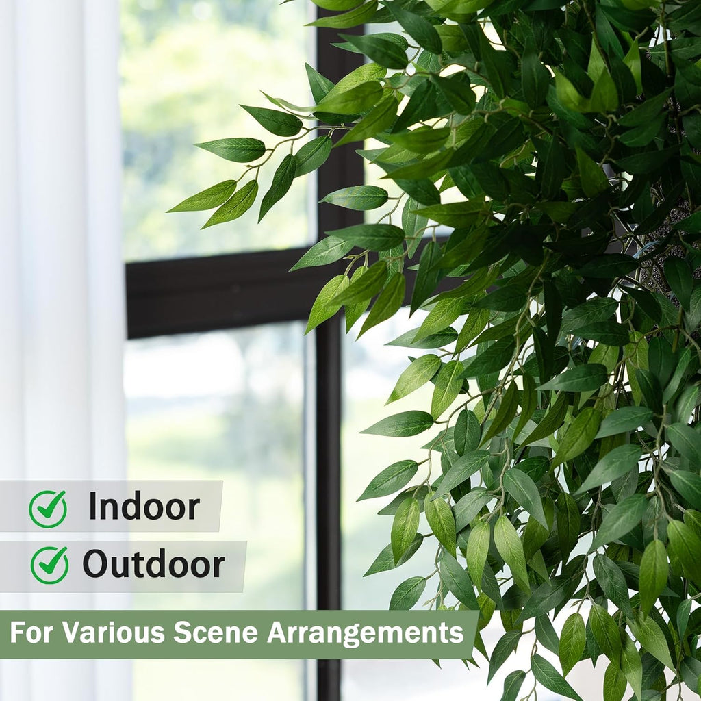 mizii 24pcs Italian Ruscus Artificial Greenery Stems Silk Green Leaves 20in Fake Spray Plants Stem Garland Greenery Decoration for Centerpieces Wedding Arch Flower Bouquet Table Room Wall Decor (24)