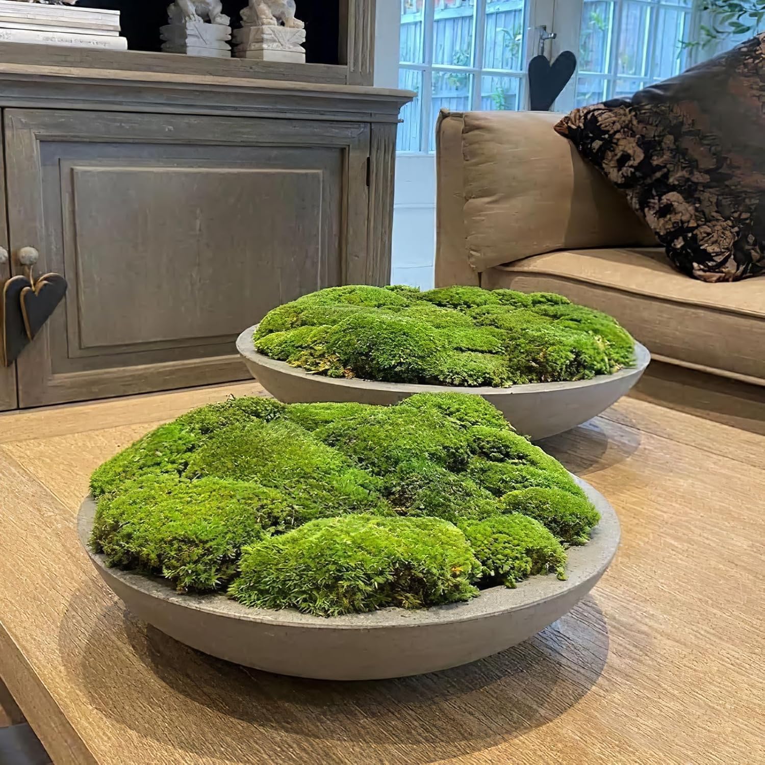FAICOIA Preserved Moss Bulk Green Natural Preserved Pole Moss Pillow for Potted Plants 2.5 sq.ft Green Moss Balls for Bowls Wall Art Terrariums Crafts Fairy Gardens Easter Table Decor