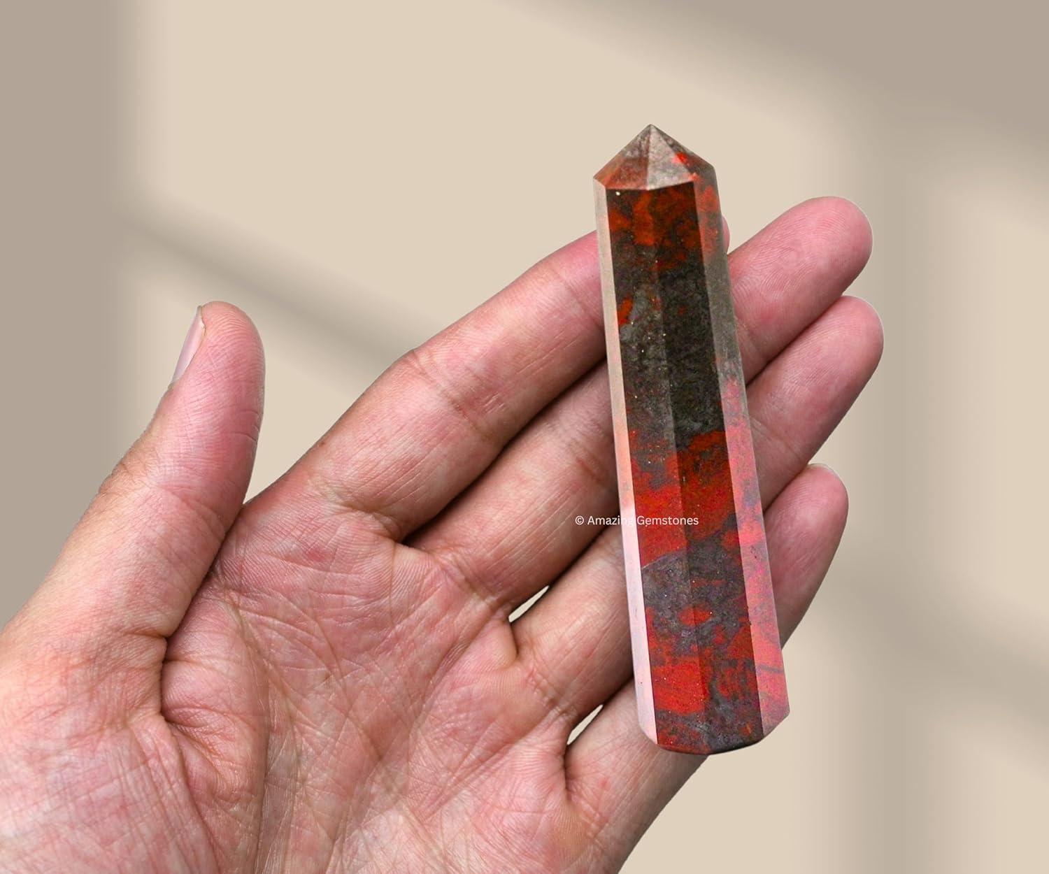 Amazing Gemstone Red Jasper Hematite Crystal Towers - Natural Healing Crystal Point Obelisk for Reiki Healing and Crystal Grid (3 Inch to 4 Inch)