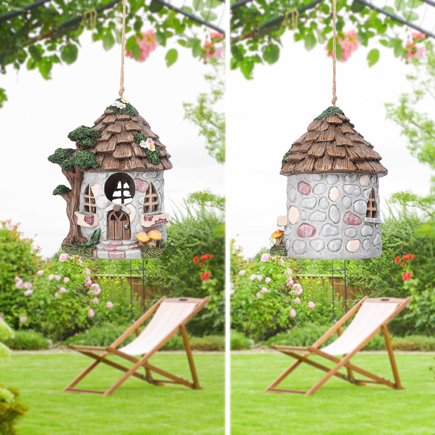 Yinns Resin Bird House for Outside, Birdhouses for Outdoors Wild Bird Nesting, Decorative Stone Bird Houses for Yard Garden Decor, Water Proof