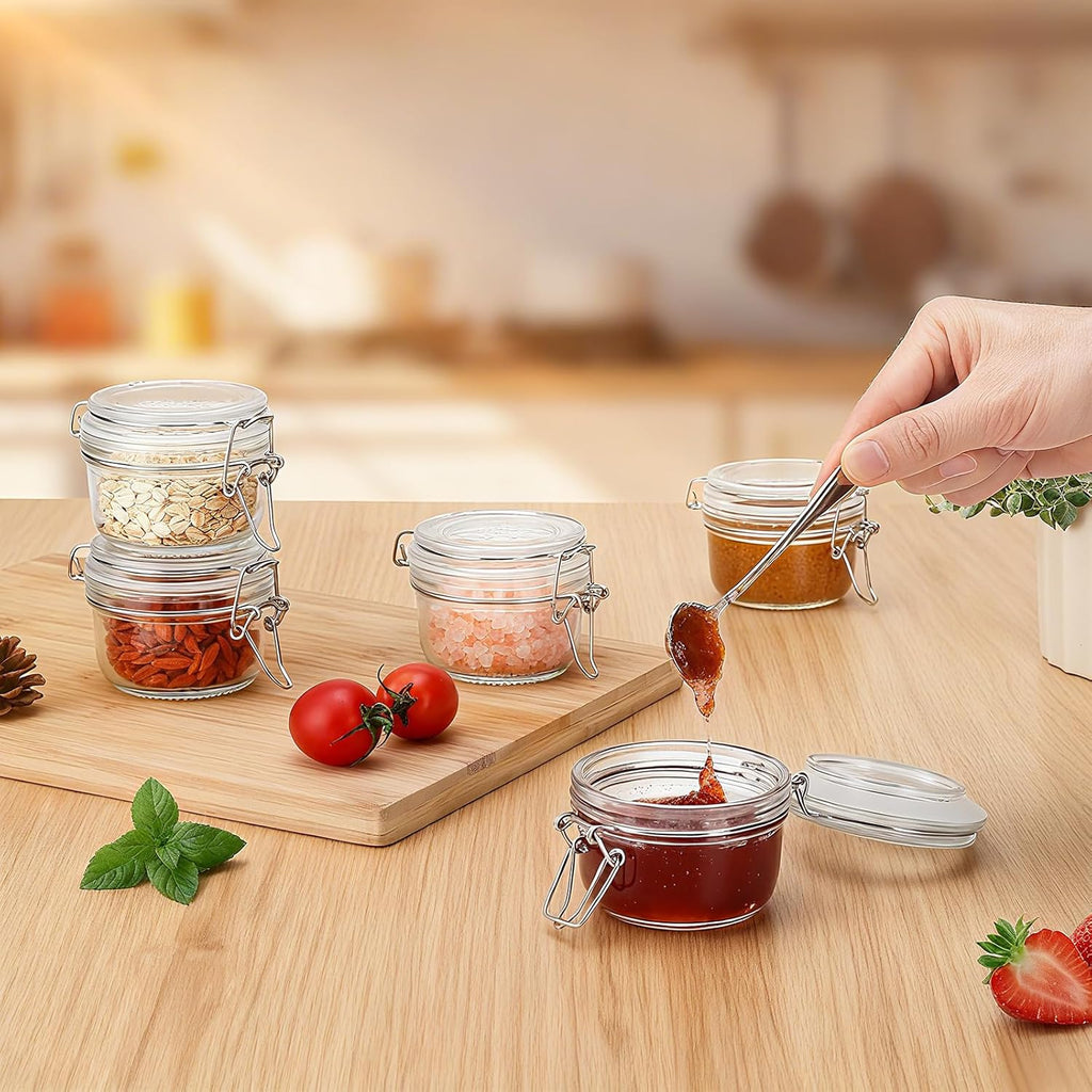12 Pack Spice Jars, 4 oz Glass Containers with Airtight Lids, Small Herb Jars with Labels for Kitchen Storage