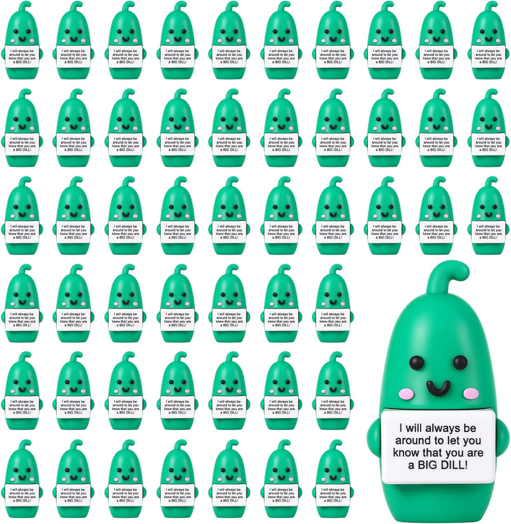 Gejoy 50 Pcs Mini Rubber Pickle Toys Positive Gifts Pickle Figures Decorations and Encouragement Birthday Motivational Gifts for Colleague Staff Teacher