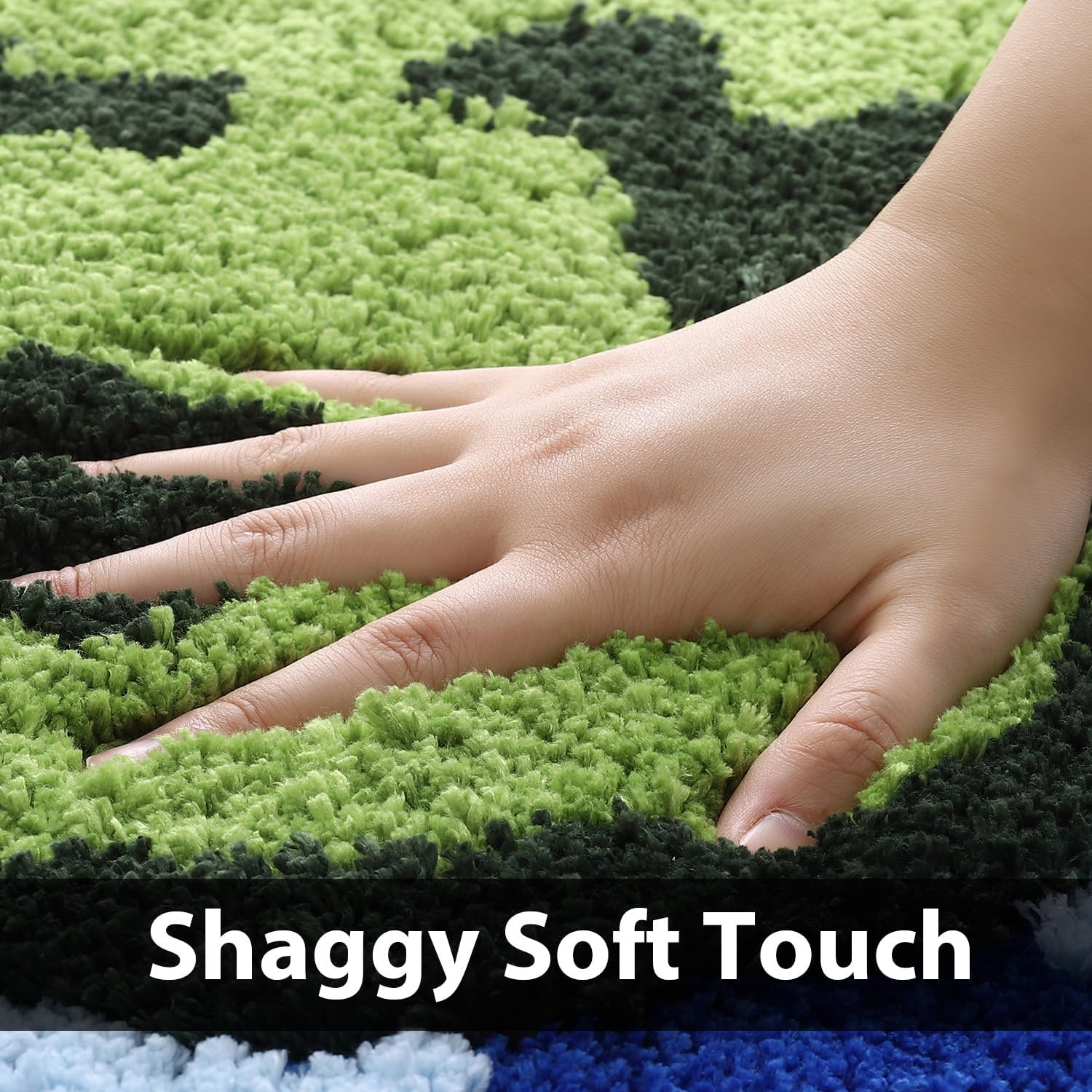 Aesthetic 3D Moss Rug, Super Absorbent Non-Slip Microfiber Grass Mat for Playroom, Irregular Shaped Green Carpet for Forest Bath Mat, Circle Cute Tufted Area Rug Trendy Rugs for Bedroom 31x20 in