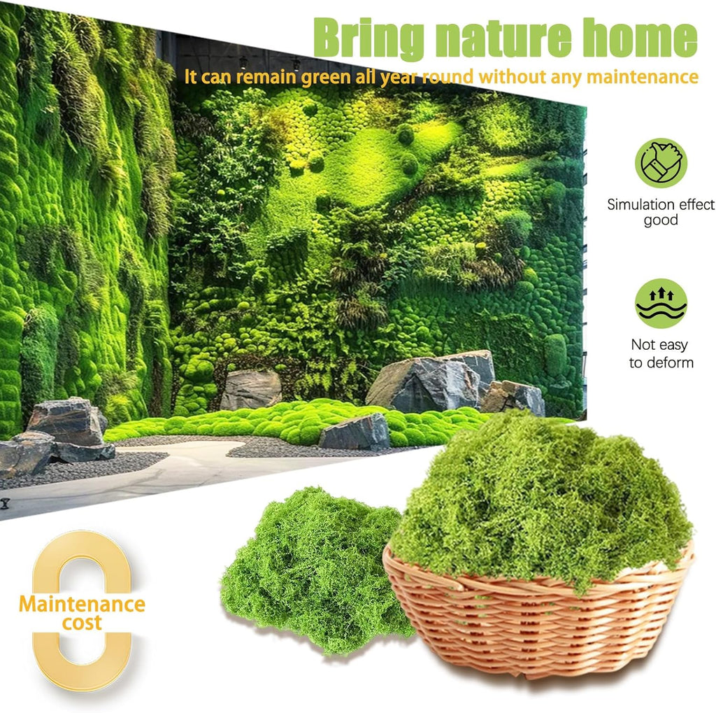 Fake Green Moss for Crafts 3.52 Oz Decorative Artificial Moss for Crafts Decorative Faux Moss Wedding Party Decor Fairy Garden Floral DIY