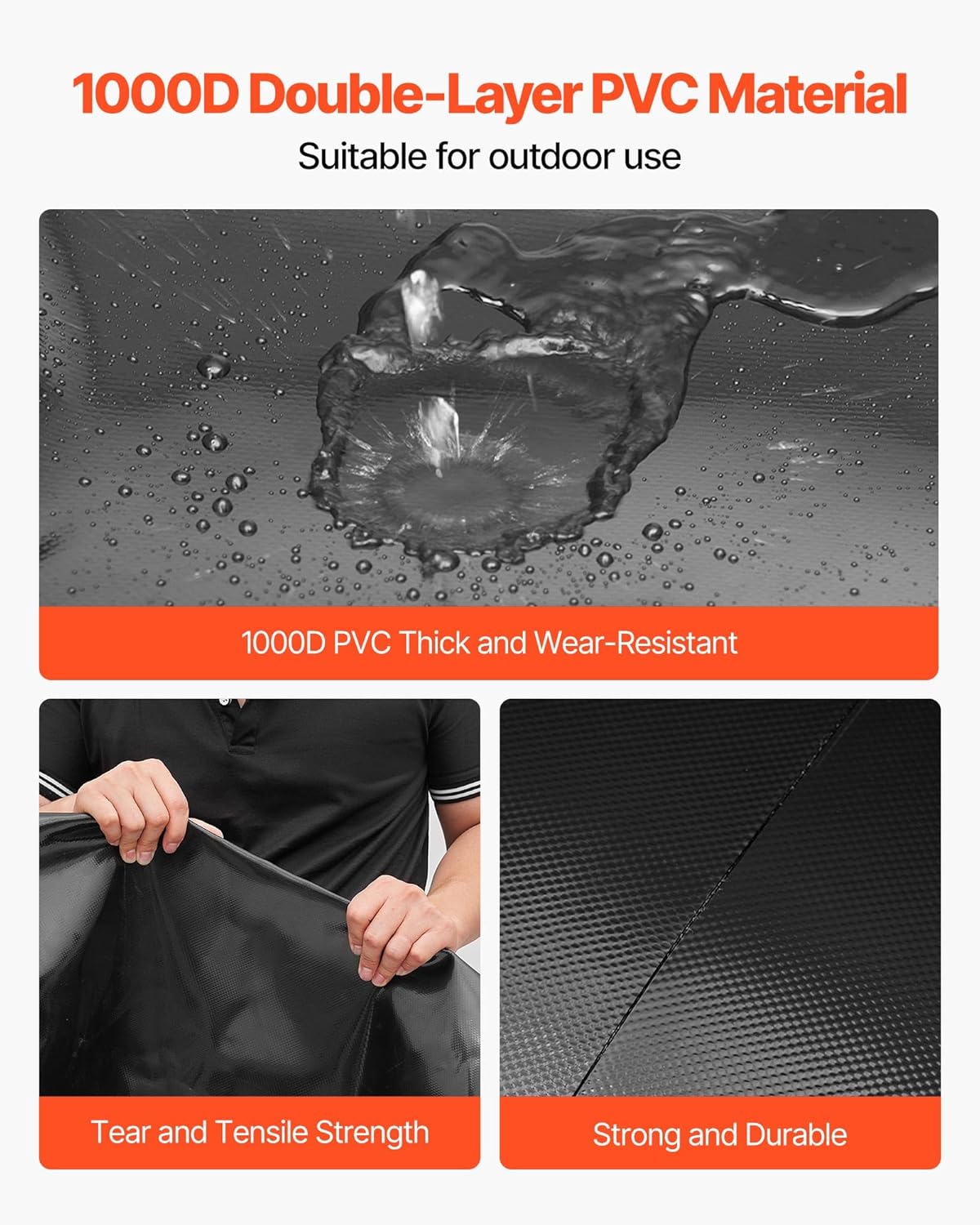 VEVOR Water Storage Bladder, 142.7 Gallon (540L) Water Storage Container Tank, 1000D PVC Large Capacity Soft Bag Bladder, Collapsible Portable for Garden Irrigation, Camping, RV, Emergency Use - Black