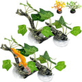 kathson 4 PCS Reptile Corner Branch Resin Snake Climb Tree Branch Decor Reptile Branches for Climbing with Suction Cups Frog Terrarium Plants for Lizard Bearded Dragons Gecko