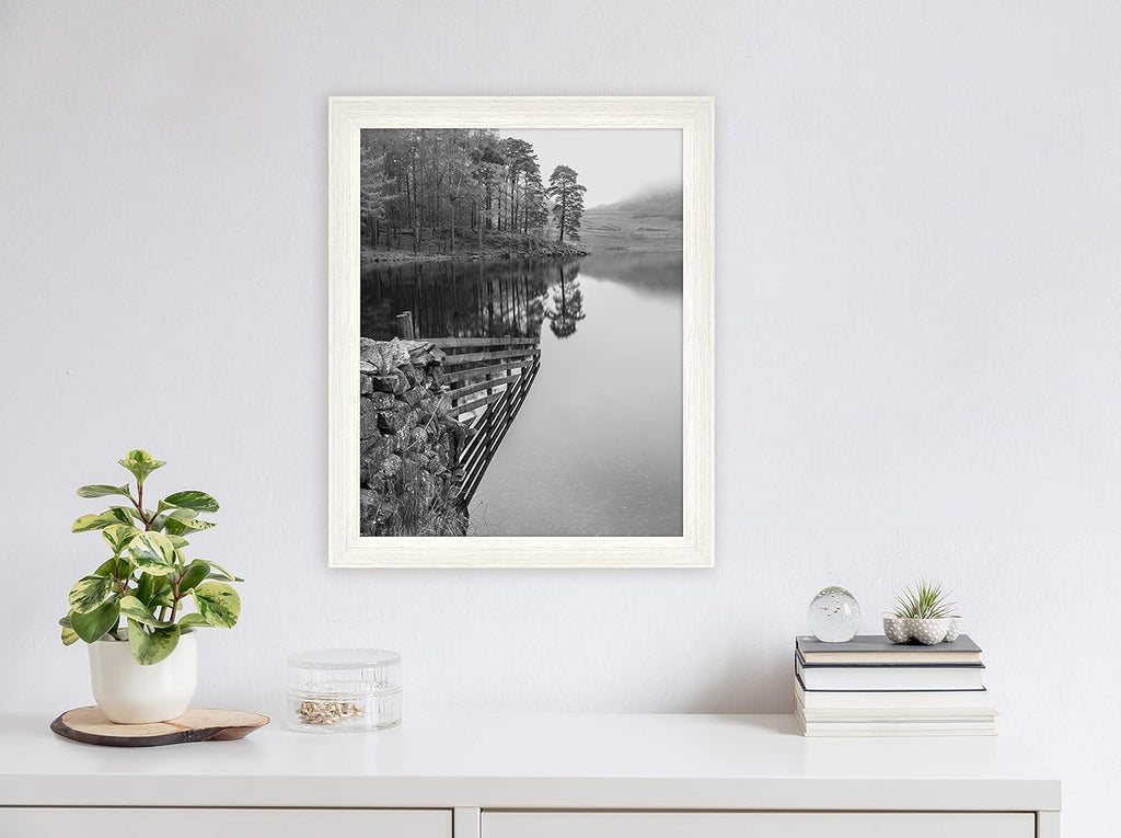 MCS Museum Poster Frame 16x20 White Woodgrain, Vertical & Horizontal Wall Hanging Large Picture Frame for Photos, Posters & Art Prints (1-Pack)