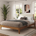 DG Casa Vandermark Solid Wood Easy Install King Bed Frame with Unique Headboard and Wooden Slat Support Included No Box Spring Required - Beige Walnut