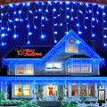 1296 LED 131FT Christmas Lights 288 Drops, Outdoor Hanging lights with 8 Modes Timer, Plug in Curtain String Lights Outdoor Waterproof for House Fence Tree Holiday Wedding Party Outside Decor (Blue)