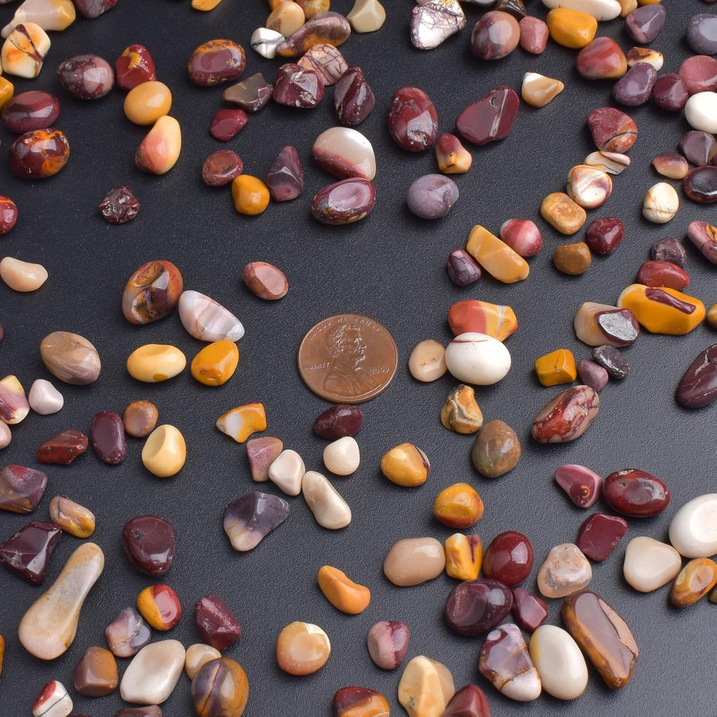 Polished Mookaite Jasper Crystal Chips 200 Pcs - 0.3" 10 oz Tumbled Stone Chips Crushed Sea Glass Stones Healing Reiki Crystal Making Home Decoration