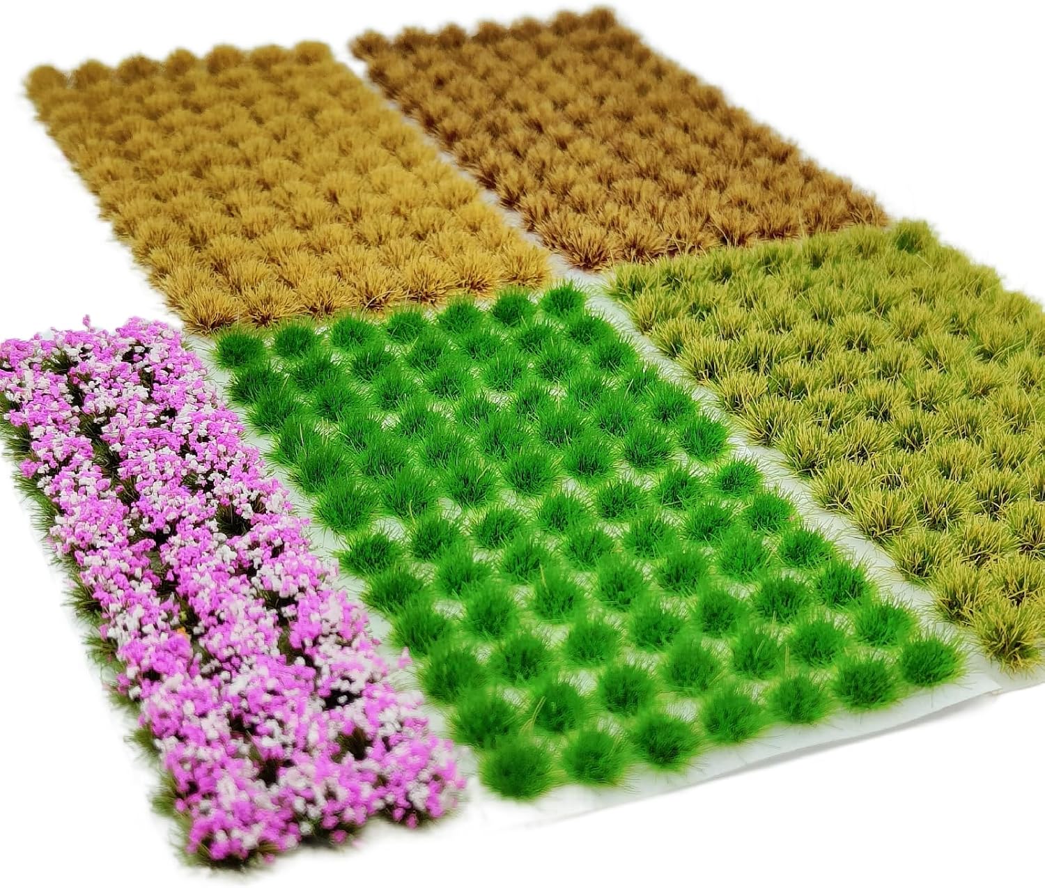 372 Pcs Static Grass Clusters, All Seasons Blend Miniature Grass Tufts for Railway Scenery, Train Layouts, Wargaming Terrain, Diorama Landscape (B)
