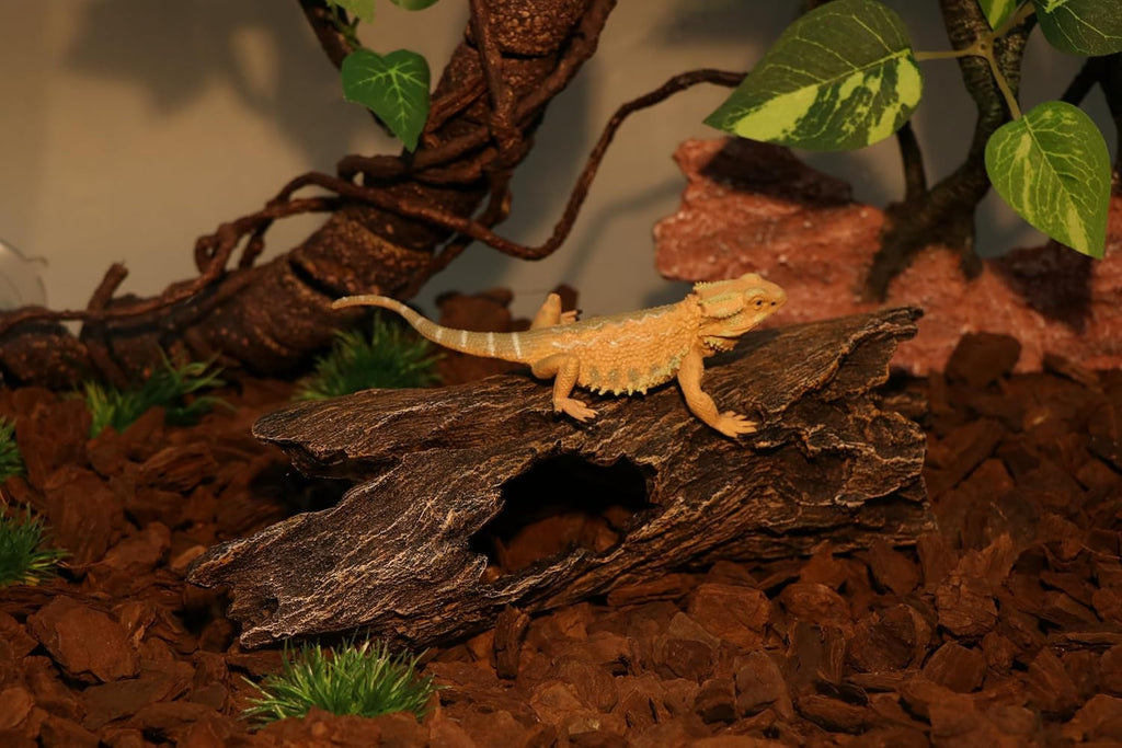 AQUA KT Reptile Hideout Tree Trunk Hollow Log Cork Bark for Lizard Bearded Dragon Snake Chameleon Hermit Crab Leopard Gecko Terrarium Habitat Decoration