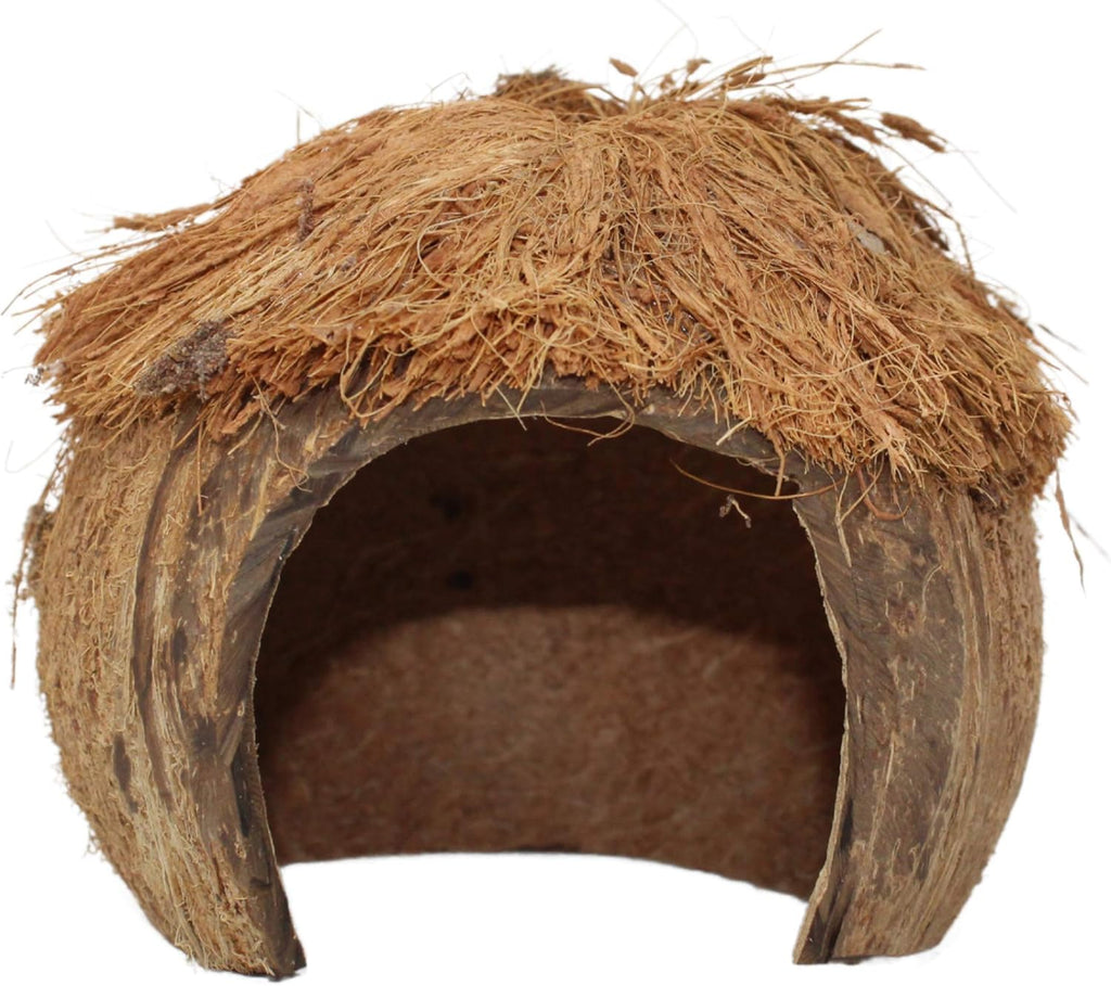 Needzo Hideout for Hermit Crabs, Reptiles, Natural Habitat Cage Decoration, 4x5 Inches (Coconut Tiki Hut)