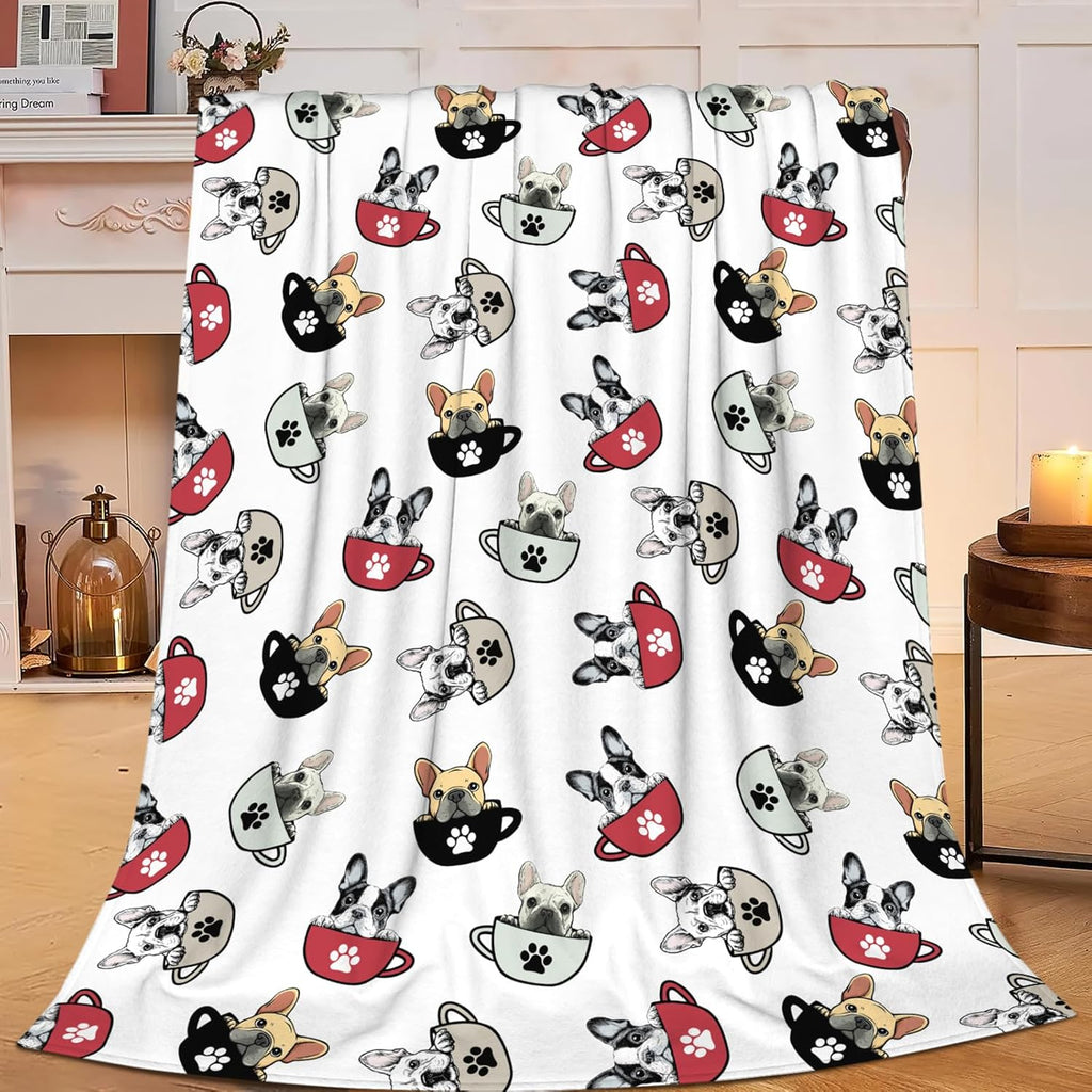 Boston Terrier Throw Blanket French Bulldog Frenchie Puppy Stuff Gifts for Dog Lover Kids Girls Boys Adults Women Men Soft Cozy Warm Plush Fluffy Fuzzy Fleece Blanket Decor 50''X60''