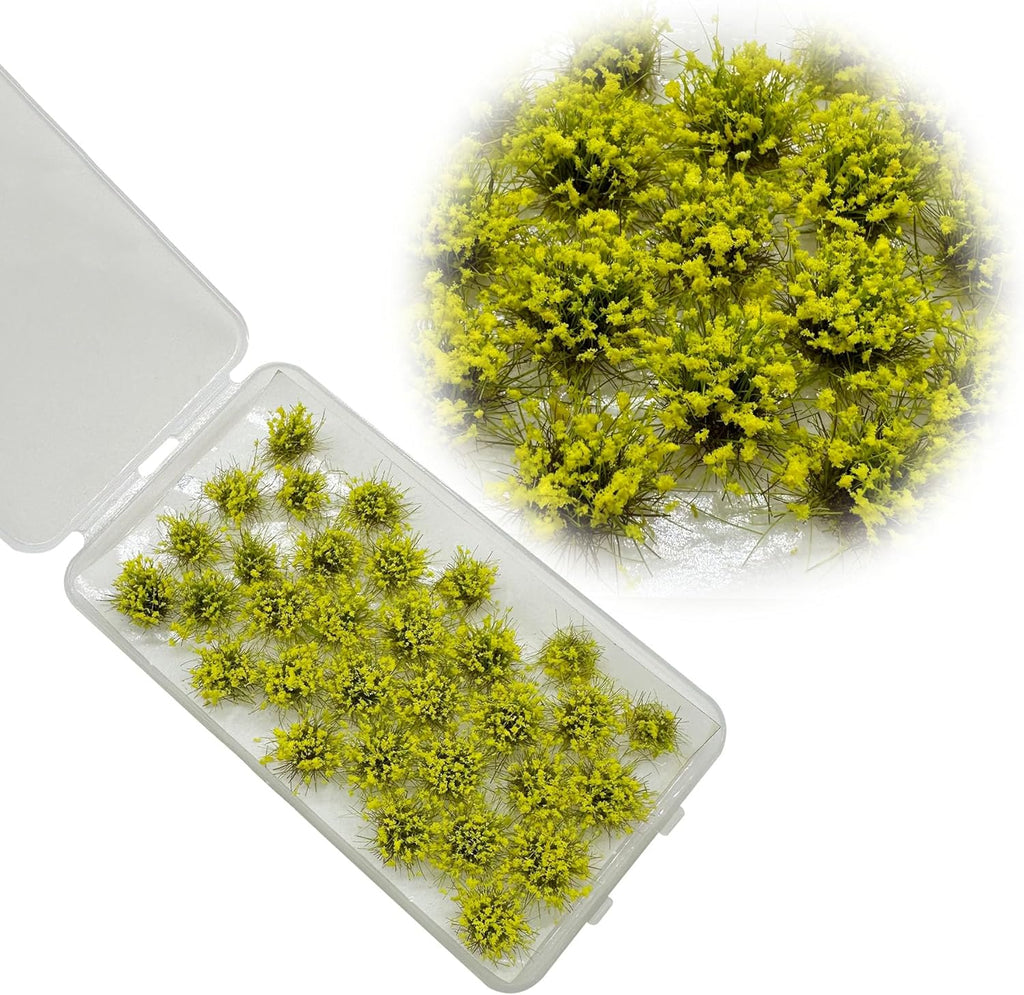Woohome 128 PCS Miniature Colorful Flower Cluster, 4 Color Miniature Flowers Plants Model Grass Tufts Flower Vegetation Groups Static Grass Tufts for DIY Model Train Landscape Railroad Scenery