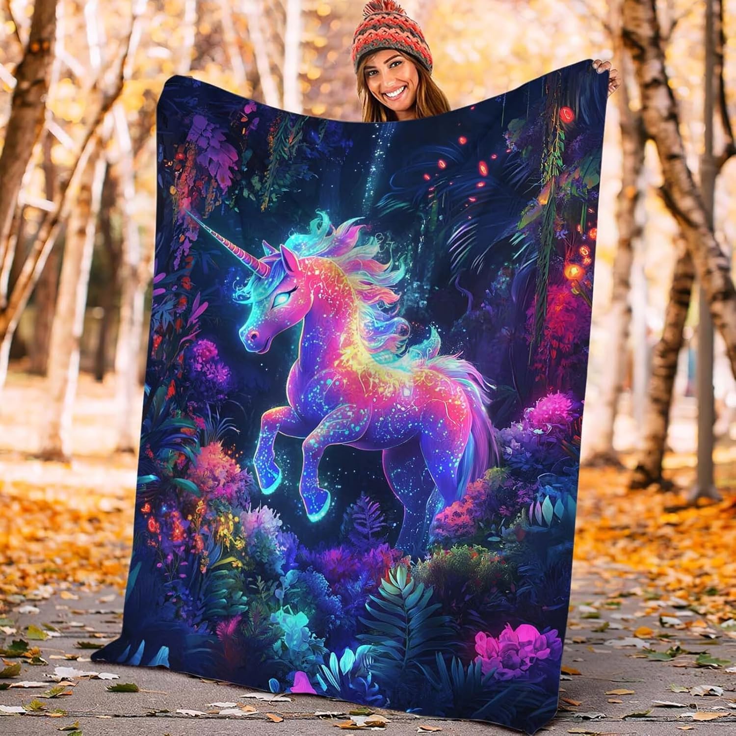 Unicorn Throw Blanket Unicorn Stuff Gifts for Kids Girls Boys Adults Women Man Soft Cozy Warm Plush Fluffy Fuzzy Fleece Blanket Decor 40''X50''