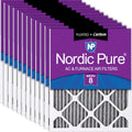 Nordic Pure 20x25x1 (19 1/2 x 24 1/2 x 3/4) Furnace Air Filters MERV 8 Pleated Plus Carbon 12 Pack