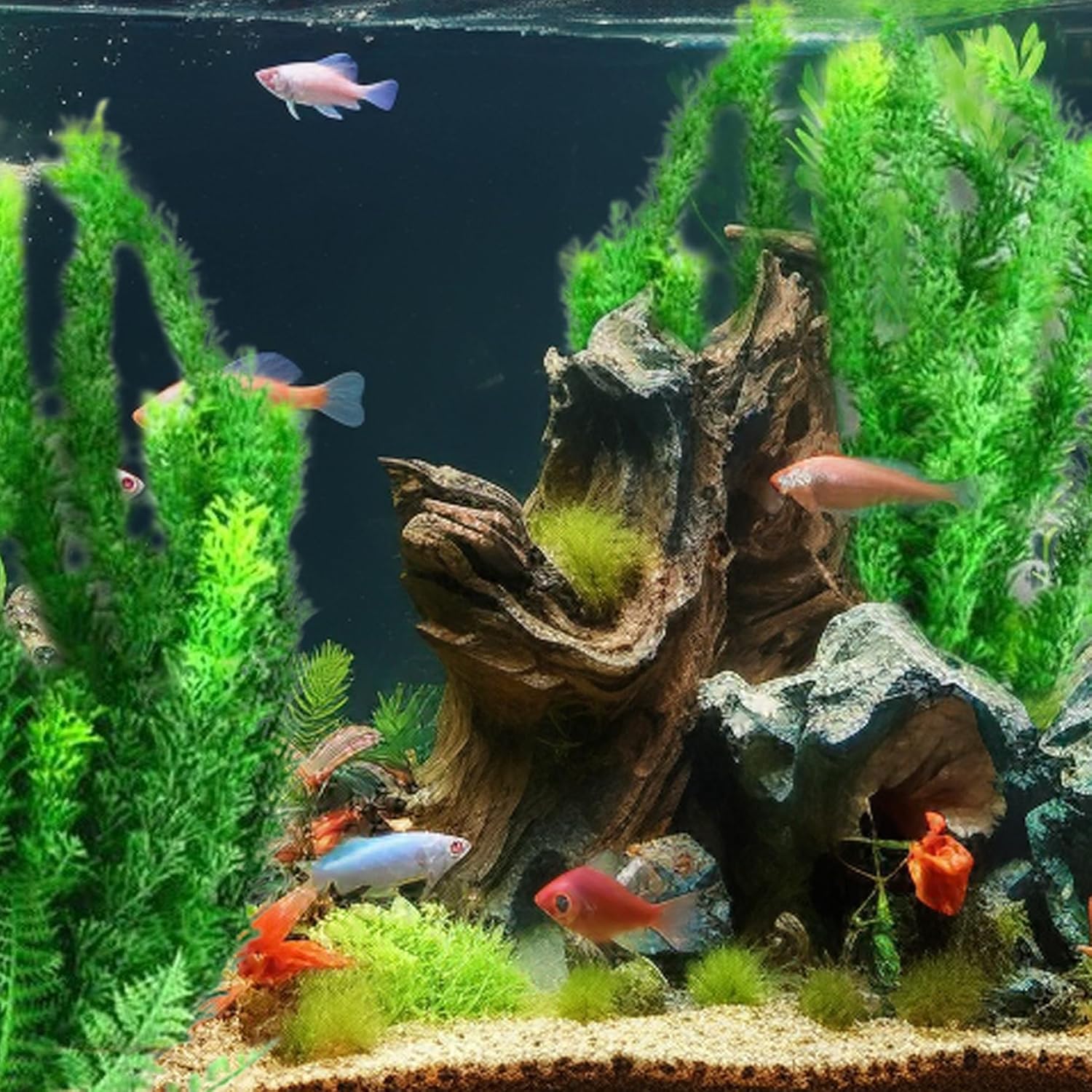 Aquarium Plants, 18.5x4 Fish Tank Plants, Artificial Aquatic, Plastic Fish Tank Plant Decorations