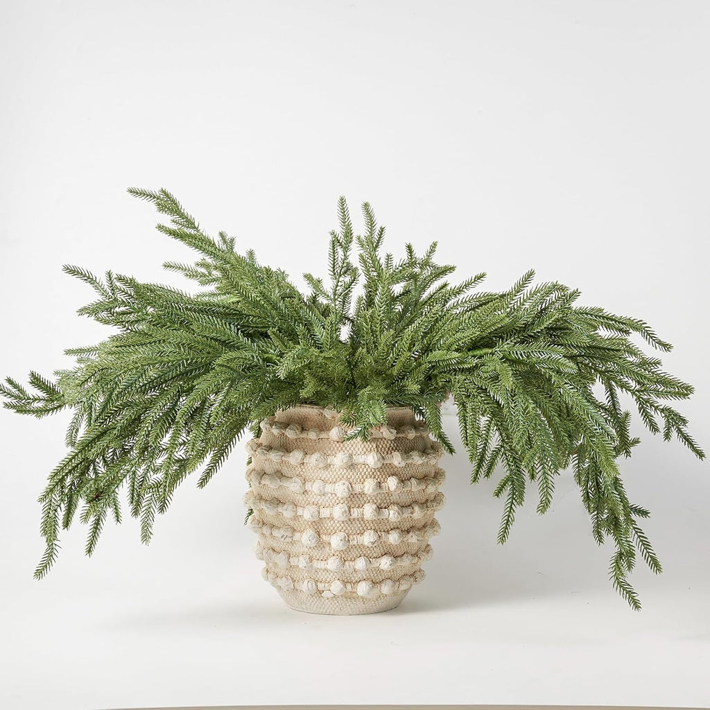 DN DECONATION Artificial Christmas Norfolk Pine Stems, Faux Pine Branches 35.4" 6PCS - Real Touch PE Greenery Fake Pine Needles for Vase Arrangements, Winter, Holiday Indoor Outdoor Home Decor