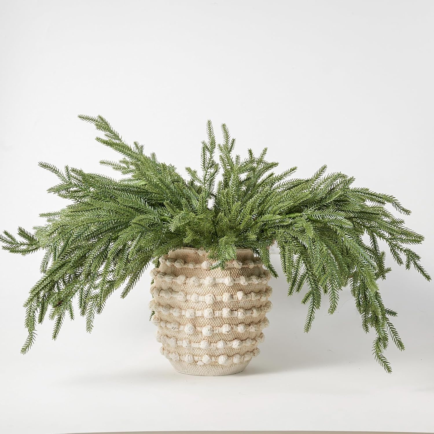 DN DECONATION Artificial Christmas Norfolk Pine Stems, Faux Pine Branches 35.4" 6PCS - Real Touch PE Greenery Fake Pine Needles for Vase Arrangements, Winter, Holiday Indoor Outdoor Home Decor