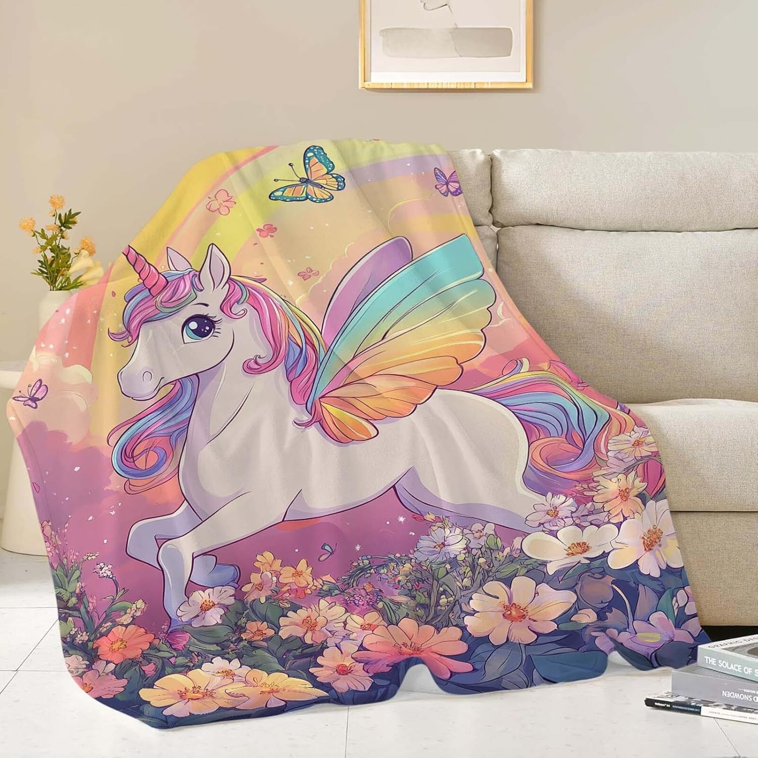 Unicorn Throw Blanket Unicorn Rainbow Stuff Gifts for Kids Girls Boys Adults Women Man Soft Cozy Warm Plush Fluffy Fuzzy Fleece Blanket Decorr 40''X50''