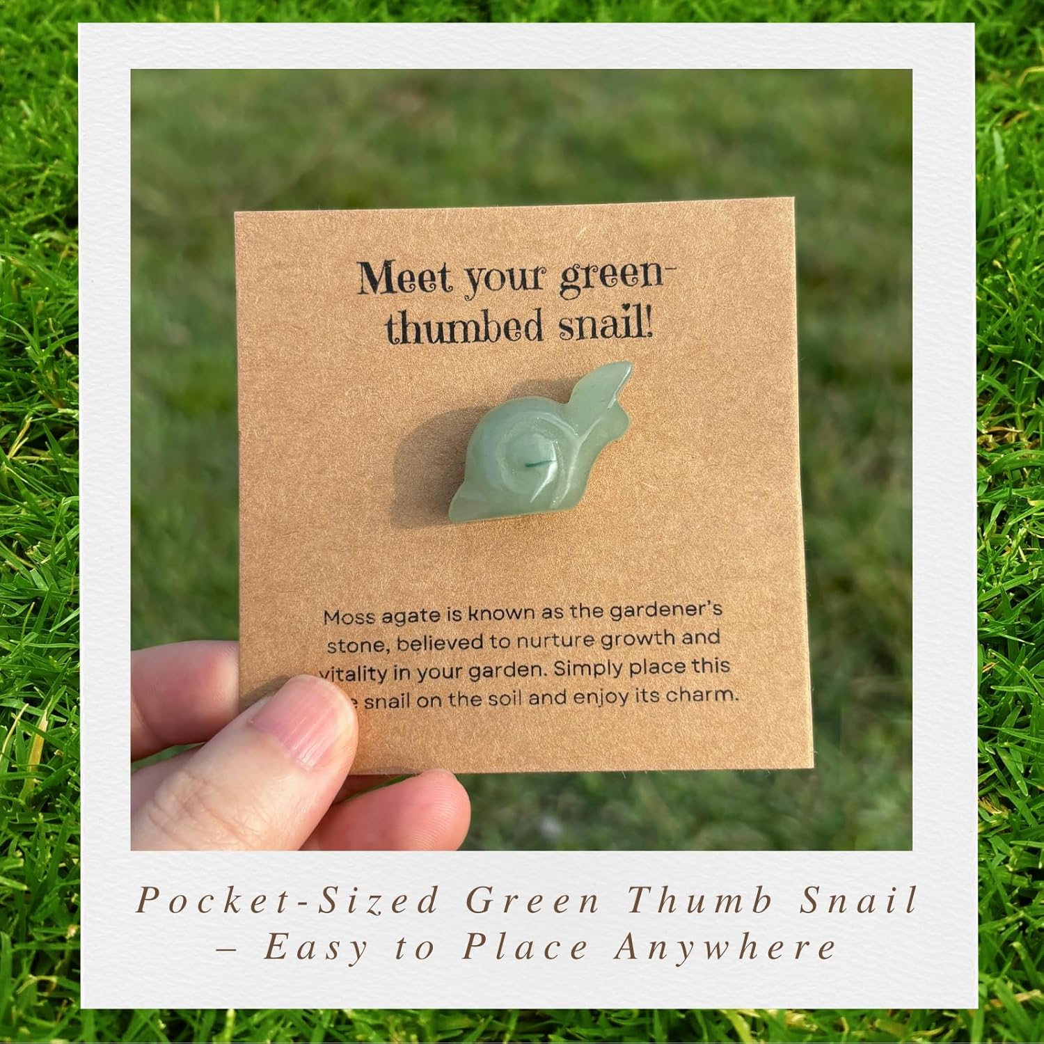 Mini Moss Agate Cactus Snail–Funny Plant Lover Birthday Gifts for Women/Sister/Mom,Gardening Gardener Succulent Lovers Gift Ideas,Crazy Plants Lady Unique Cute Stocking Stuffers Garden Decor