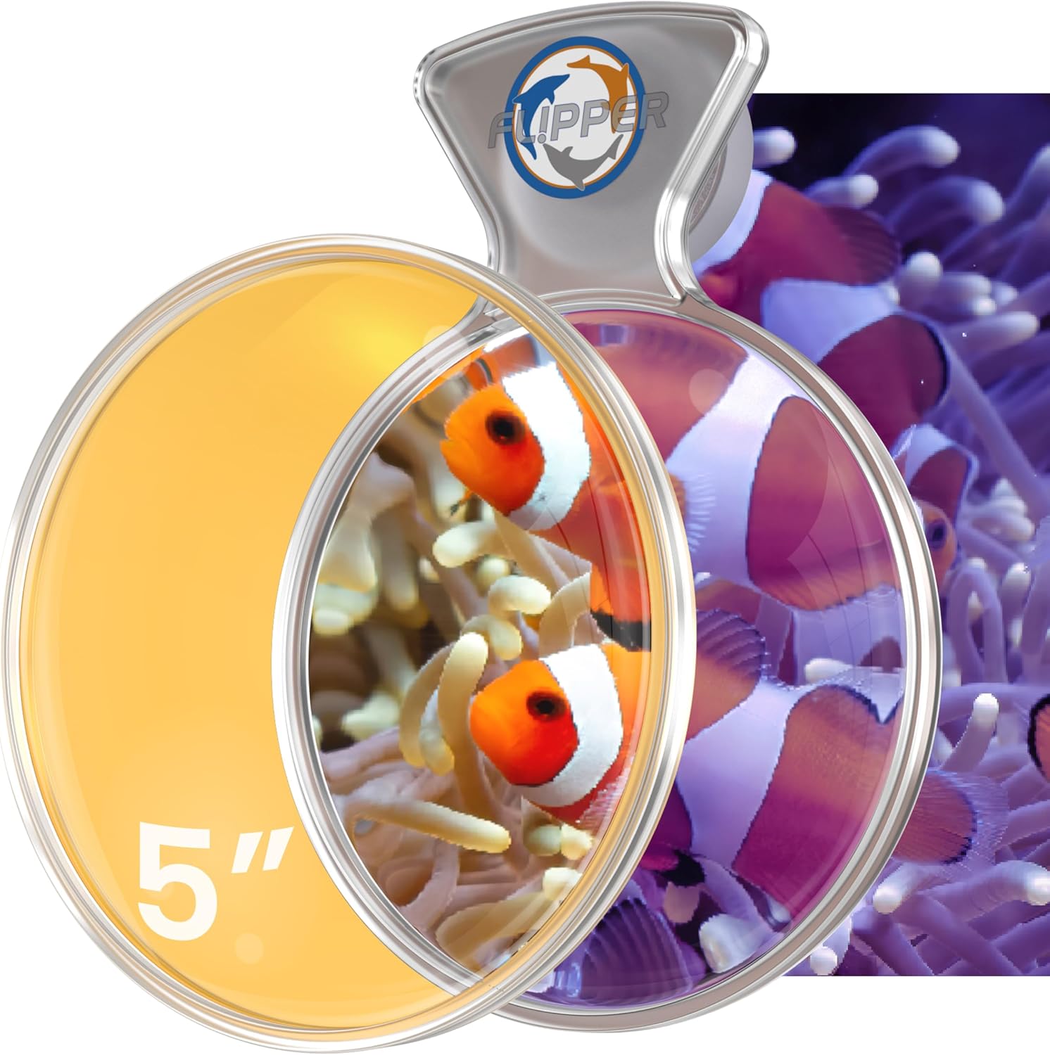 Flipper DeepSee Viewer Clear Orange Filter Attachment for Flipper DeepSee Viewer MAX 5" Magnetic Aquarium Glass Magnifier for Coral Color Correction, Reef Photography and Aquarium Videography