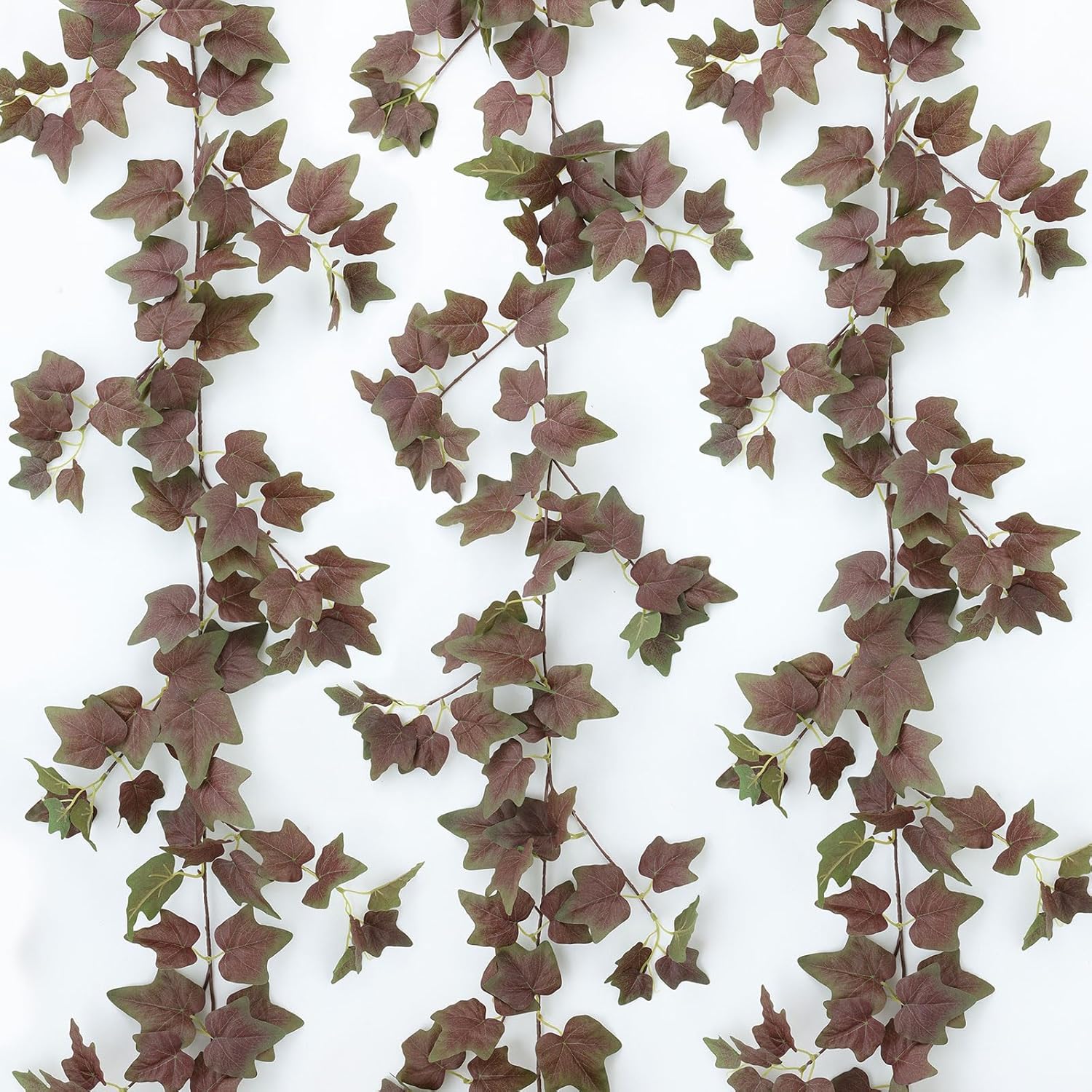 Mizii 3 Strands Artificial Vines Ivy Garland 74" Fake Vine with Silk Green Leaves Faux Hanging Plants Greenery Decoration for Outdoors Wedding Party Indoor Bedroom Home Wall Room Decor (Purple Green)