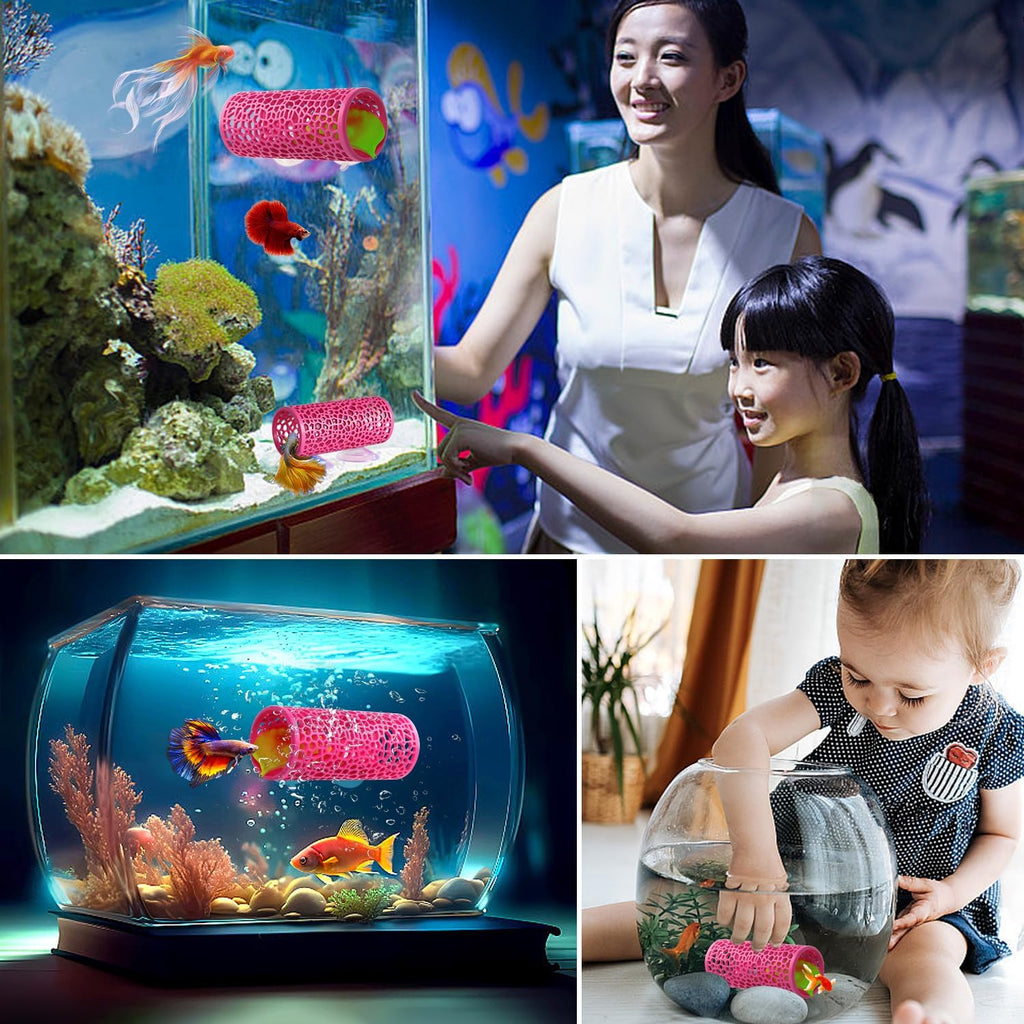 Abizoo Betta Fish Pink Tunnel Hideout for Aquarium Decoration Durable Hollow Design Easy to Clean Smooth Finish Enhances Habitat Comfort Fish Tank Accessory for Shrimp Guppies