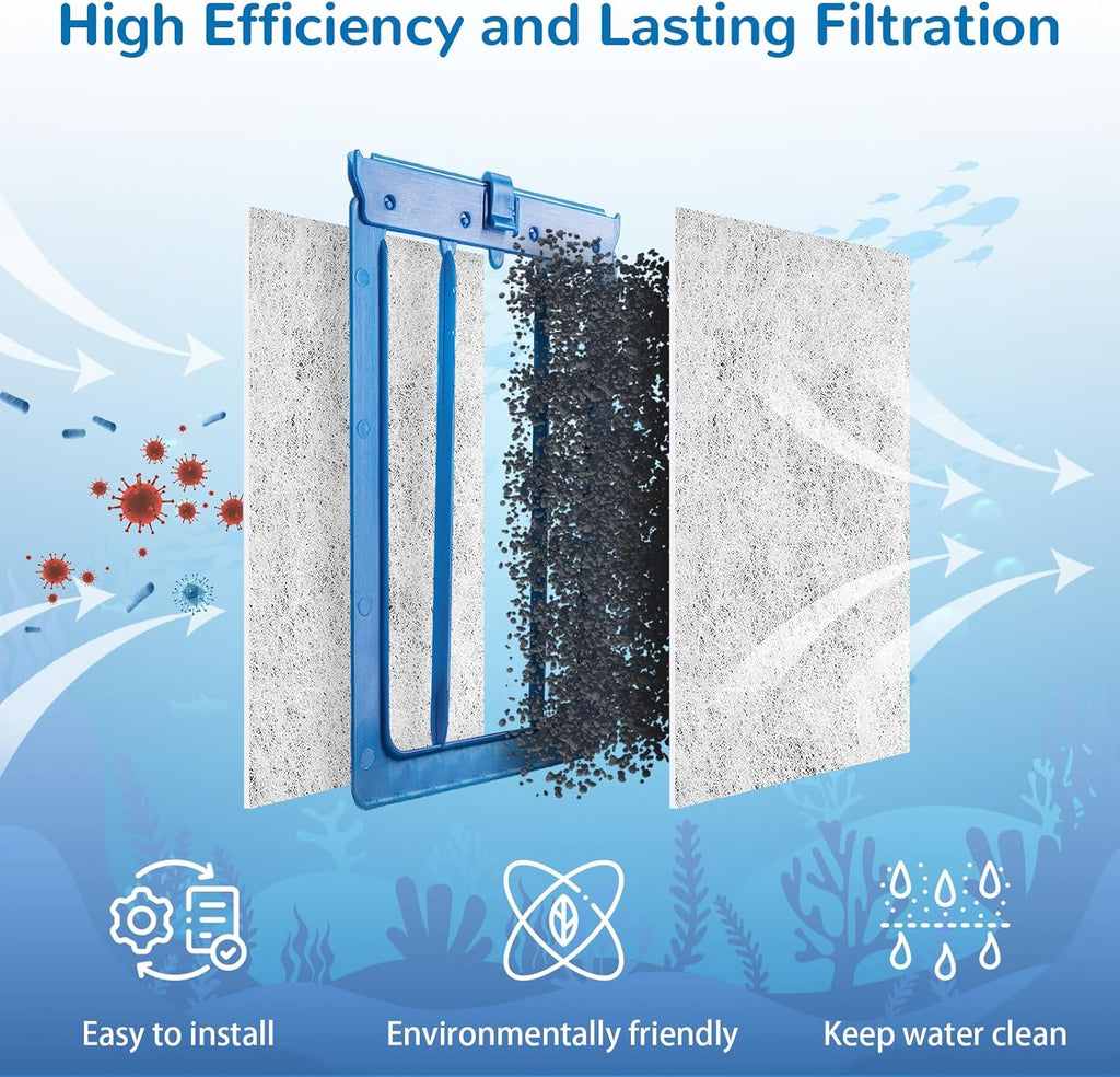 Aquarium Filter Cartridge for Whisper Bio Bag Power Filters, 6 Pack Assembled Large Filter Cartridges for Repto Filter