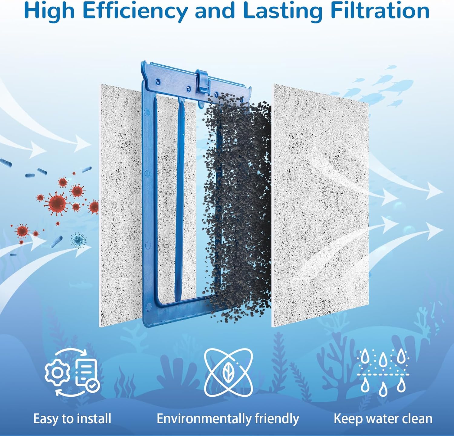 Aquarium Filter Cartridge for Whisper Bio Bag Power Filters, 6 Pack Assembled Large Filter Cartridges for Repto Filter
