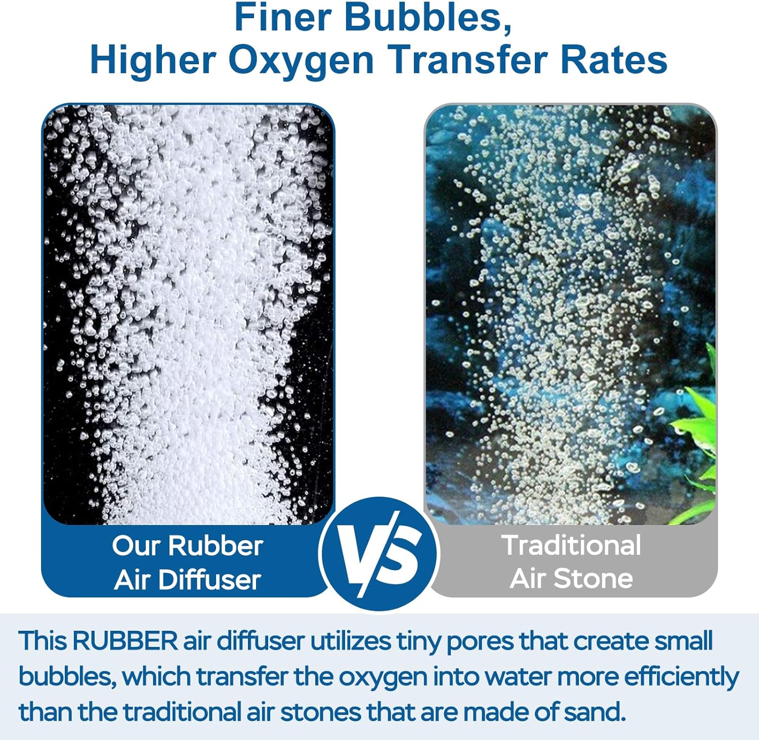 AquaMiracle New Innovative Rubber Air Stone for Large Aquarium, 8”x1.52” Fish Tank Air Stone 1-Pack, Air Bubbler Oxygen Air Diffuser for Pond Aerator