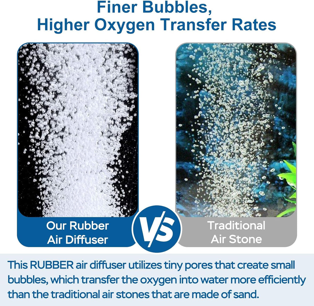 AquaMiracle New Innovative Rubber Air Stone for Large Aquarium, 8”x1.25” Fish Tank Air Stone 2-Pack, Air Bubbler Oxygen Air Diffuser for Pond Aerator